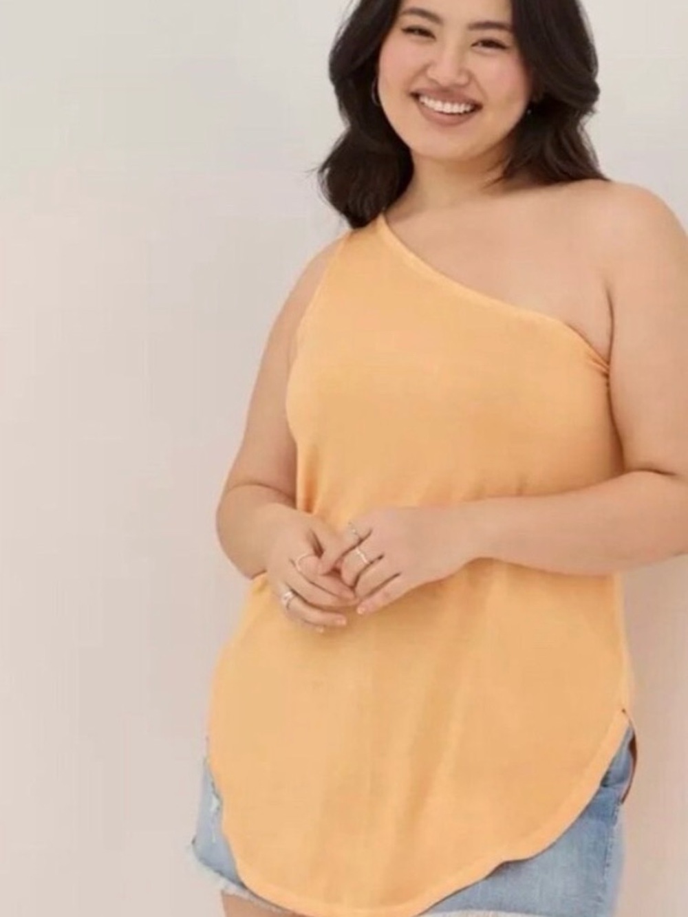Torrid Super Soft Tank Top Size 1 Orange Coral Draped Sleeveless Plus Size